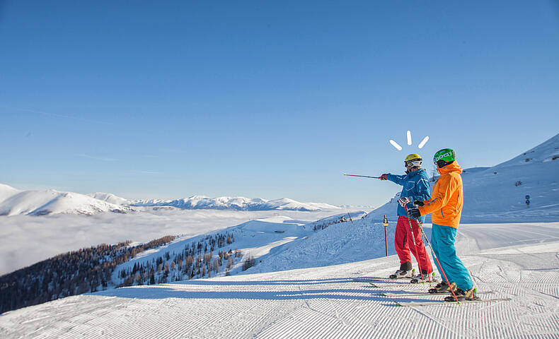 Weitblick über die Alpen auf den Ski genießen © Mathias Prägant_MBN Tourismus